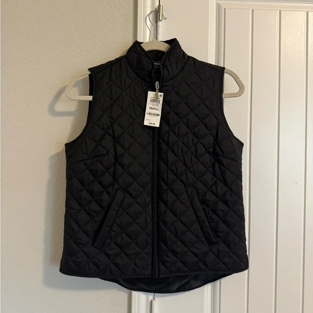 Karen Scott Quilted Black Vest with High Collar - Picture 1 of 3